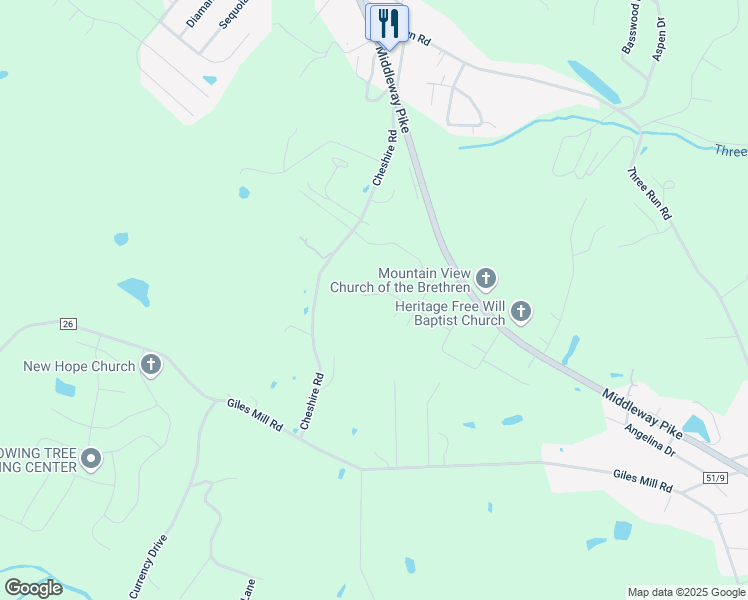 map of restaurants, bars, coffee shops, grocery stores, and more near 310 Cheshire Road in Bunker Hill