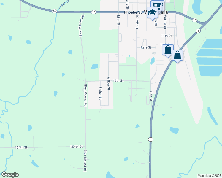 map of restaurants, bars, coffee shops, grocery stores, and more near 1001 19th Street in Valley Falls