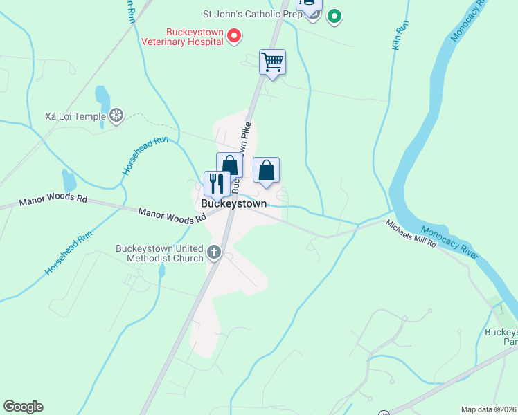 map of restaurants, bars, coffee shops, grocery stores, and more near in Buckeystown