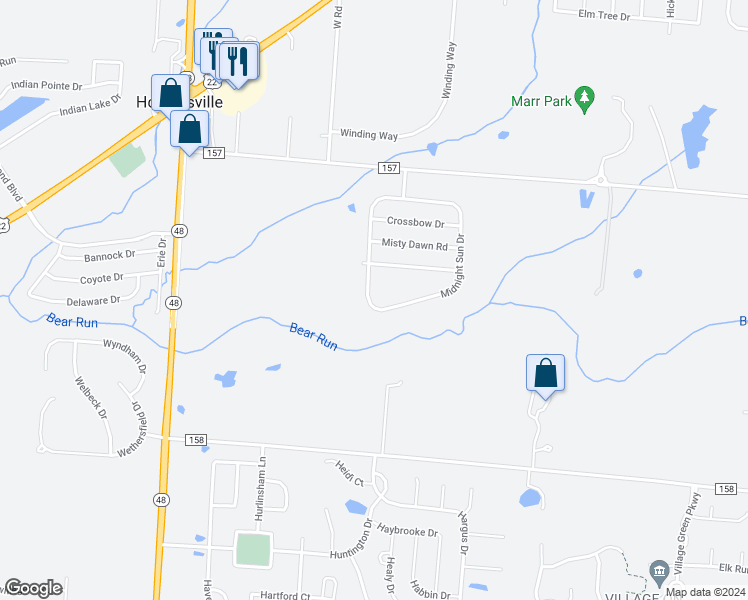 map of restaurants, bars, coffee shops, grocery stores, and more near 6676 Midnight Sun Drive in Maineville