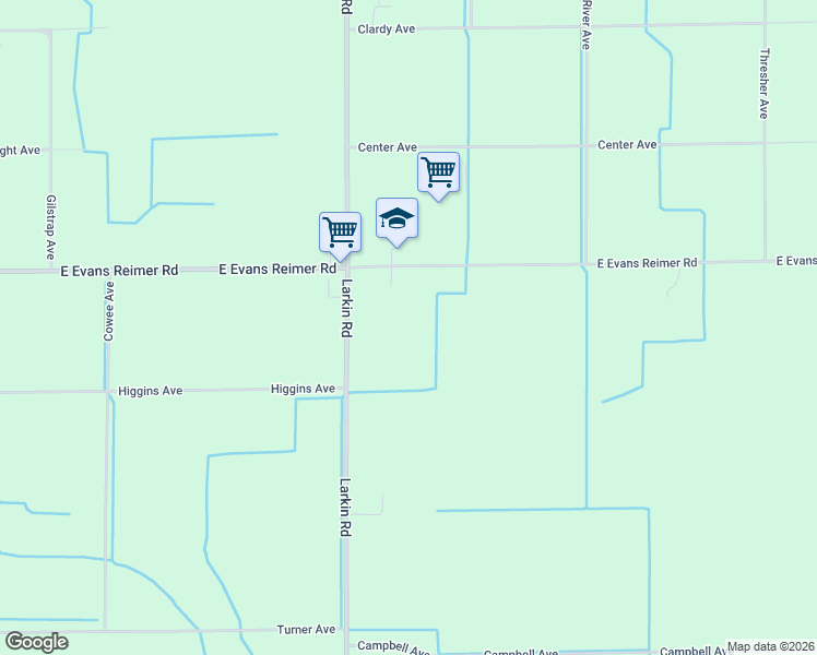 map of restaurants, bars, coffee shops, grocery stores, and more near 642 East Evans Reimer Road in Gridley