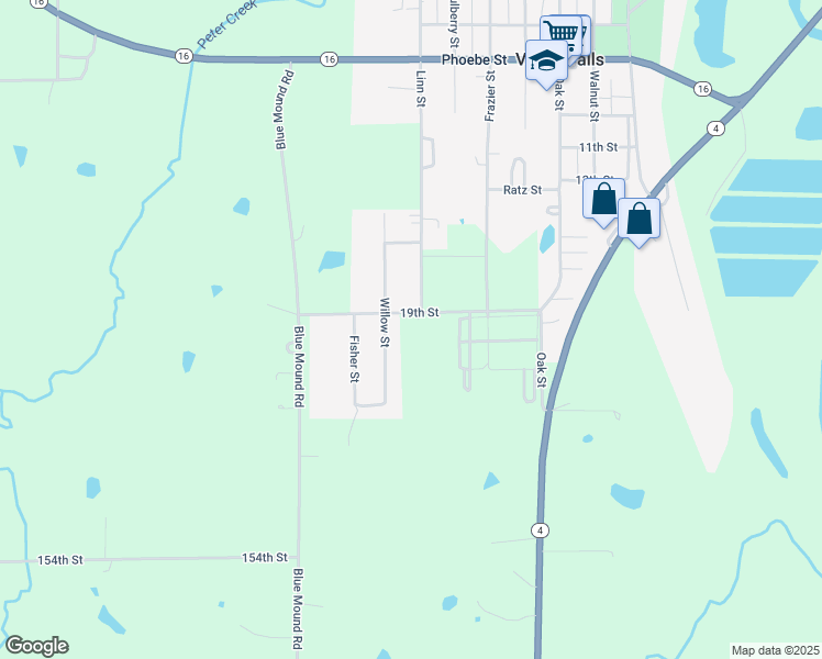 map of restaurants, bars, coffee shops, grocery stores, and more near 1001 19th Street in Valley Falls