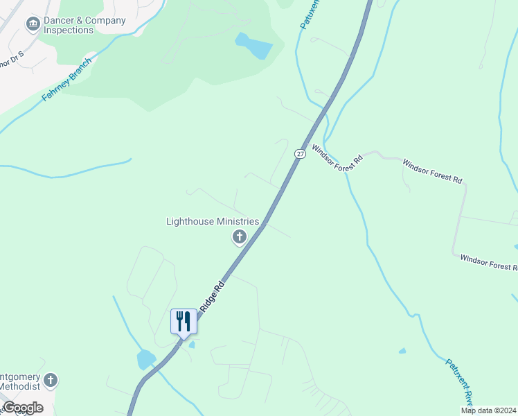 map of restaurants, bars, coffee shops, grocery stores, and more near 29010 Ridge Road in Mount Airy