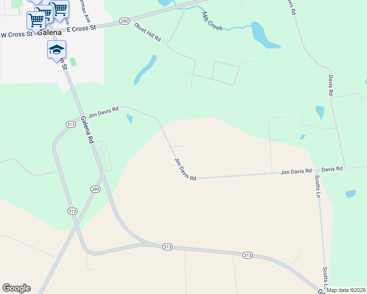 map of restaurants, bars, coffee shops, grocery stores, and more near 31598 Jim Davis Road in Galena