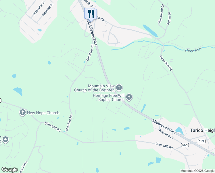 map of restaurants, bars, coffee shops, grocery stores, and more near 2186 Middleway Pike in Berkeley County