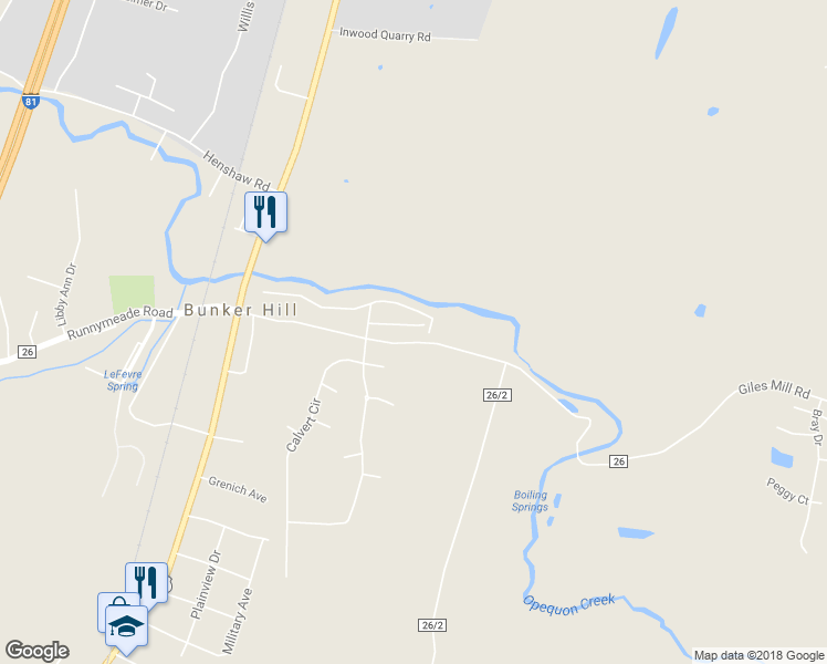 map of restaurants, bars, coffee shops, grocery stores, and more near 98 Lombard Lane in Bunker Hill