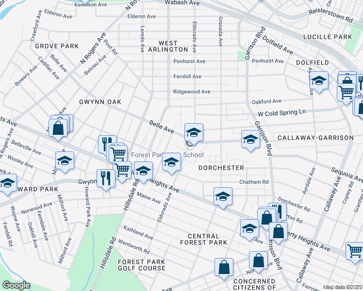 map of restaurants, bars, coffee shops, grocery stores, and more near 4402 Vesta Ave in Baltimore
