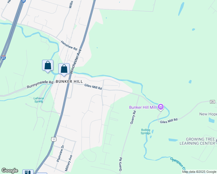map of restaurants, bars, coffee shops, grocery stores, and more near 44 Lombard Lane in Bunker Hill