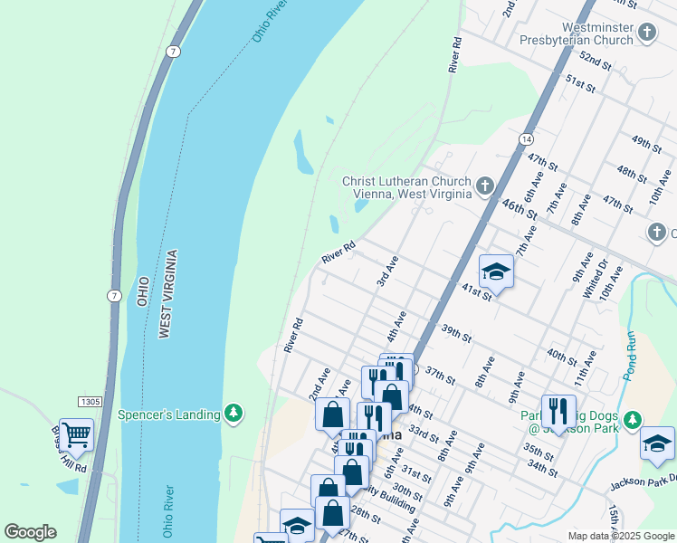 map of restaurants, bars, coffee shops, grocery stores, and more near 109 39th St in Vienna