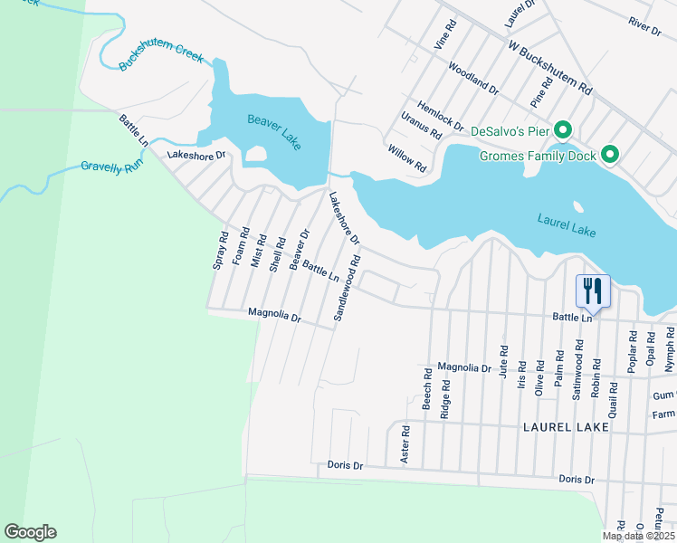 map of restaurants, bars, coffee shops, grocery stores, and more near 5200 Battle Lane in Millville