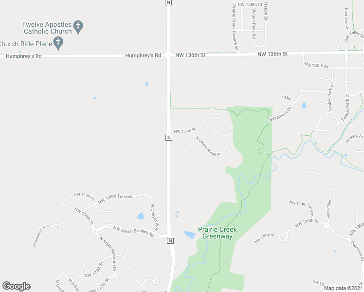 map of restaurants, bars, coffee shops, grocery stores, and more near 17175 Northwest 132nd Circle in Platte City