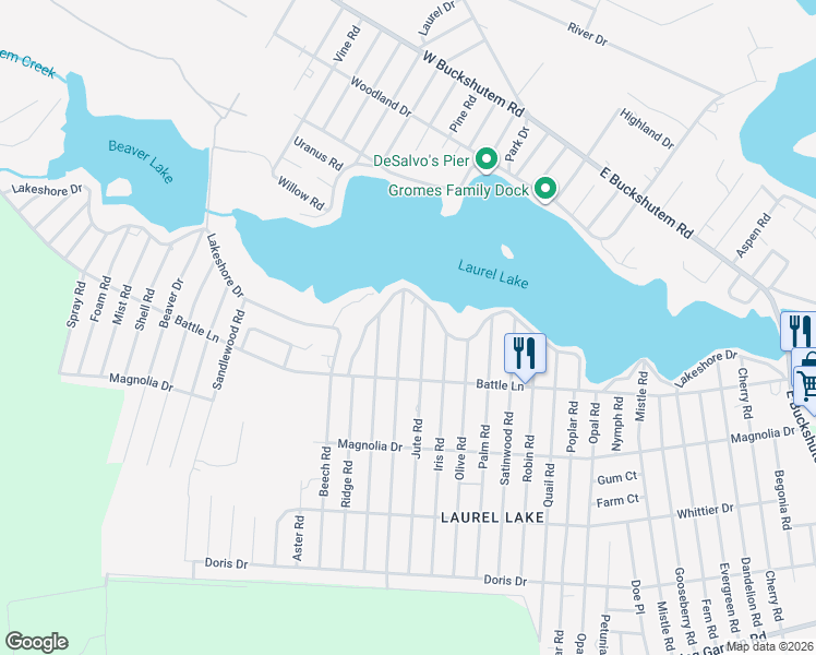 map of restaurants, bars, coffee shops, grocery stores, and more near 128 Canary Road in Millville