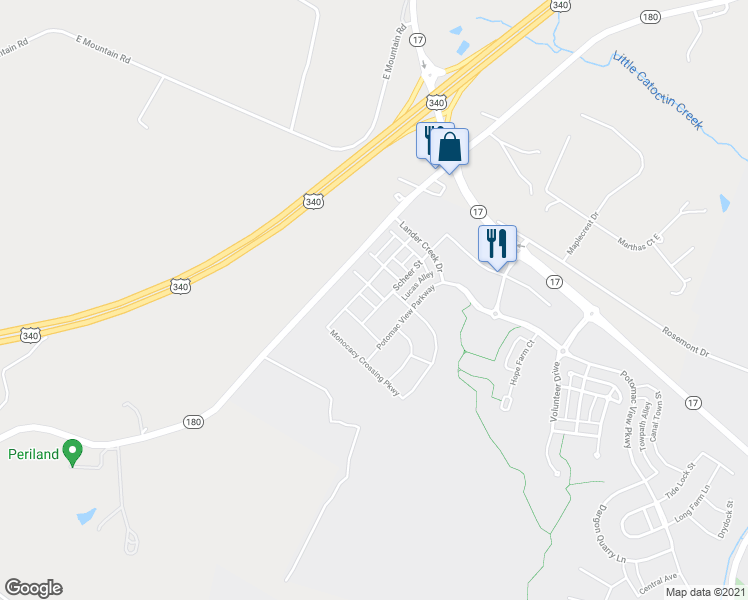 map of restaurants, bars, coffee shops, grocery stores, and more near 1210 Shenandoah Square North in Brunswick