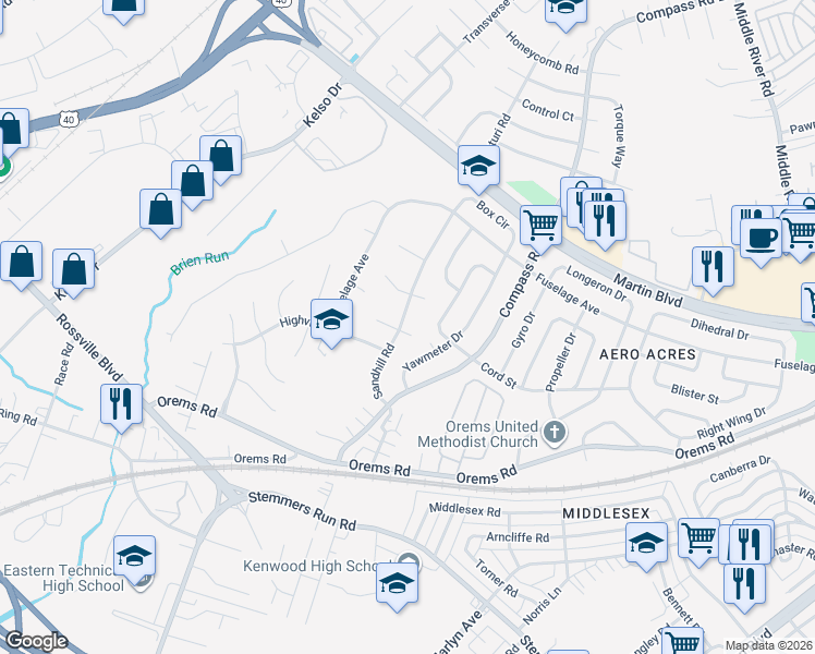 map of restaurants, bars, coffee shops, grocery stores, and more near 207 Sandhill Road in Essex