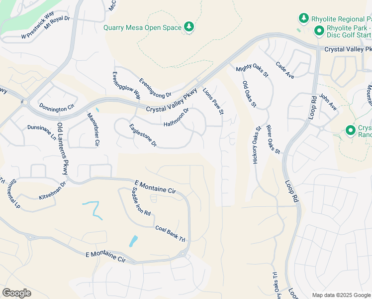 map of restaurants, bars, coffee shops, grocery stores, and more near 1038 Eaglestone Drive in Castle Rock