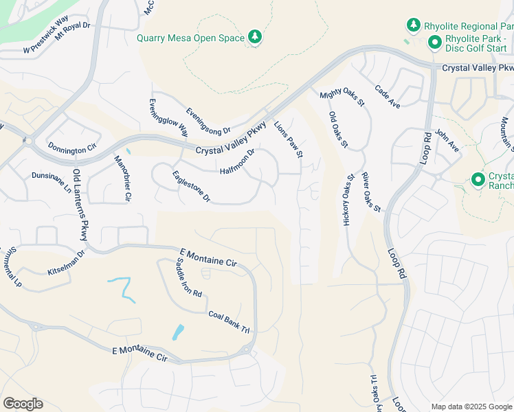 map of restaurants, bars, coffee shops, grocery stores, and more near 1038 Eaglestone Drive in Castle Rock