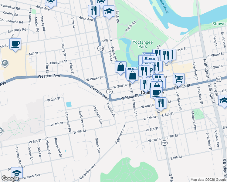 map of restaurants, bars, coffee shops, grocery stores, and more near in 