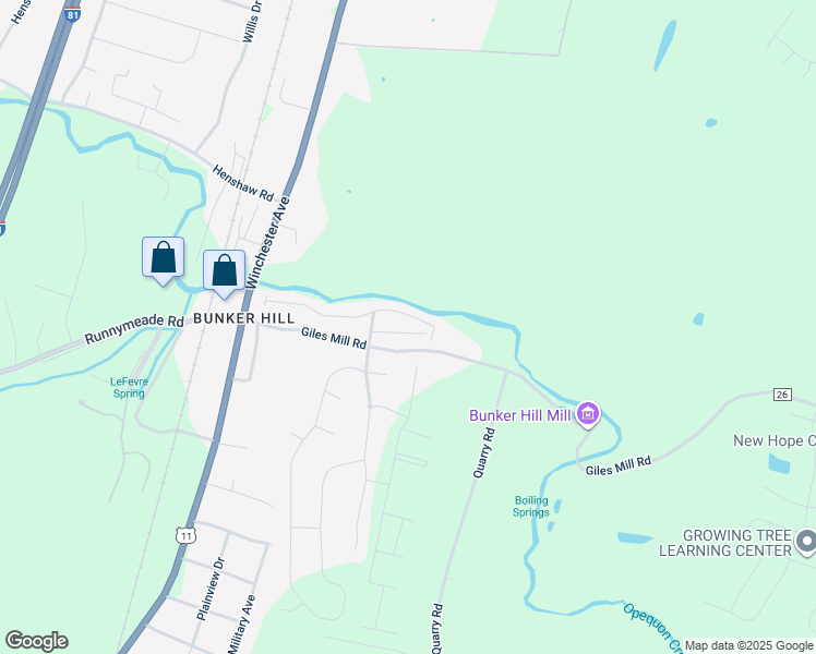 map of restaurants, bars, coffee shops, grocery stores, and more near 44 Lombard Lane in Bunker Hill