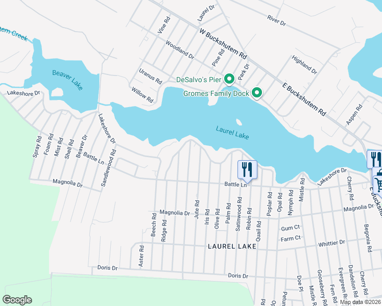 map of restaurants, bars, coffee shops, grocery stores, and more near 128 Canary Road in Millville