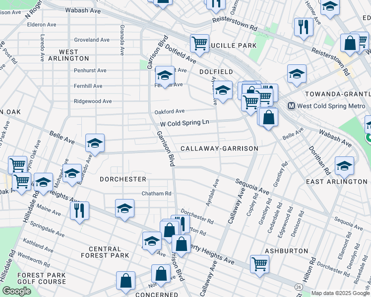 map of restaurants, bars, coffee shops, grocery stores, and more near 3908 Belle Avenue in Baltimore
