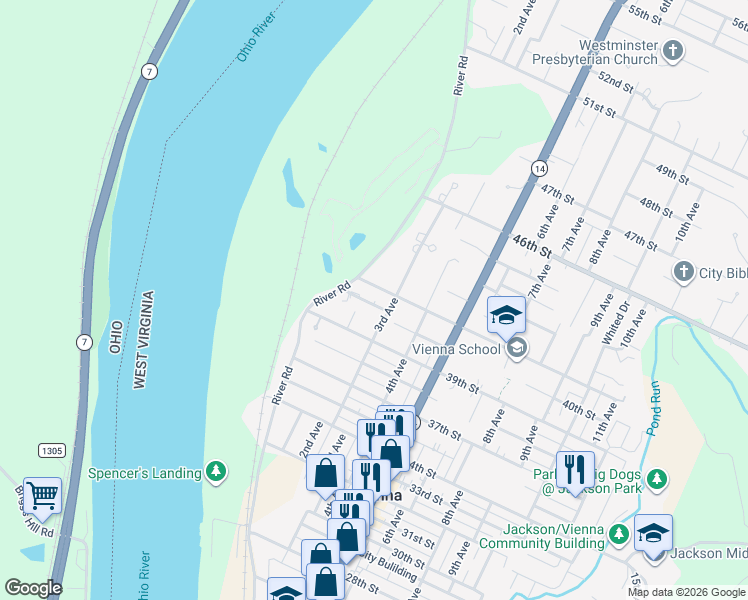 map of restaurants, bars, coffee shops, grocery stores, and more near 3904 2nd Ave in Vienna