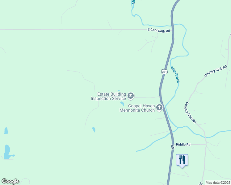 map of restaurants, bars, coffee shops, grocery stores, and more near 891 County Road 300 North in Spencer