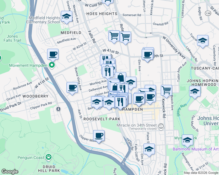 map of restaurants, bars, coffee shops, grocery stores, and more near 101 Independence Avenue Southeast in Washington