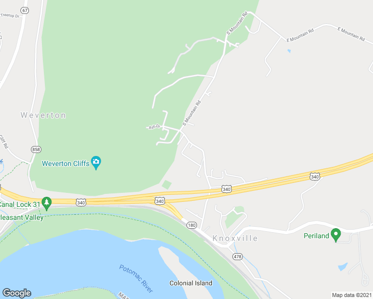 map of restaurants, bars, coffee shops, grocery stores, and more near 3714 South Mountain Road in Knoxville