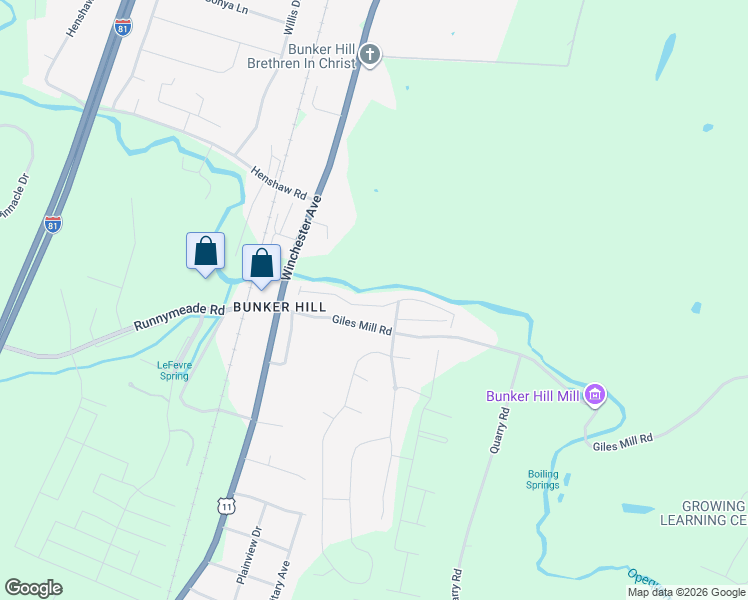 map of restaurants, bars, coffee shops, grocery stores, and more near 181 Scarboro Drive in Bunker Hill