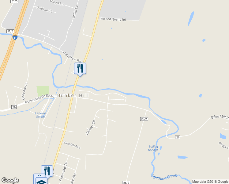 map of restaurants, bars, coffee shops, grocery stores, and more near 273 Scarboro Drive in Bunker Hill