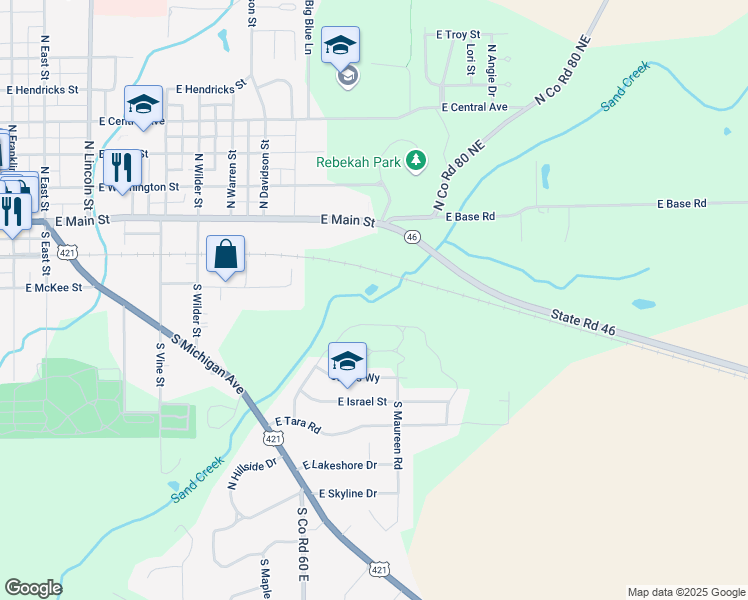 map of restaurants, bars, coffee shops, grocery stores, and more near 1015 East Main Street in Greensburg