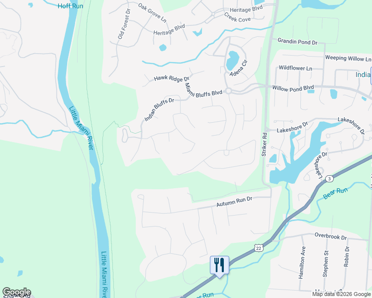 map of restaurants, bars, coffee shops, grocery stores, and more near 6959 Allegany Trail in Maineville
