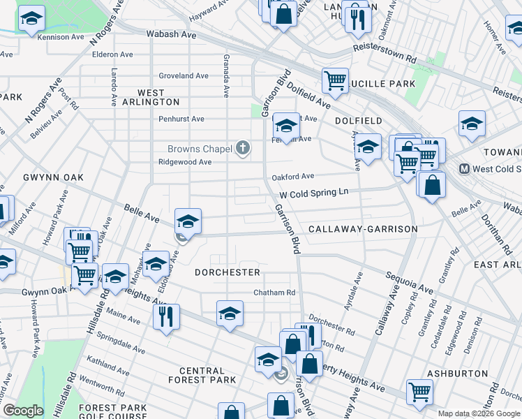 map of restaurants, bars, coffee shops, grocery stores, and more near 4012 Boarman Avenue in Baltimore