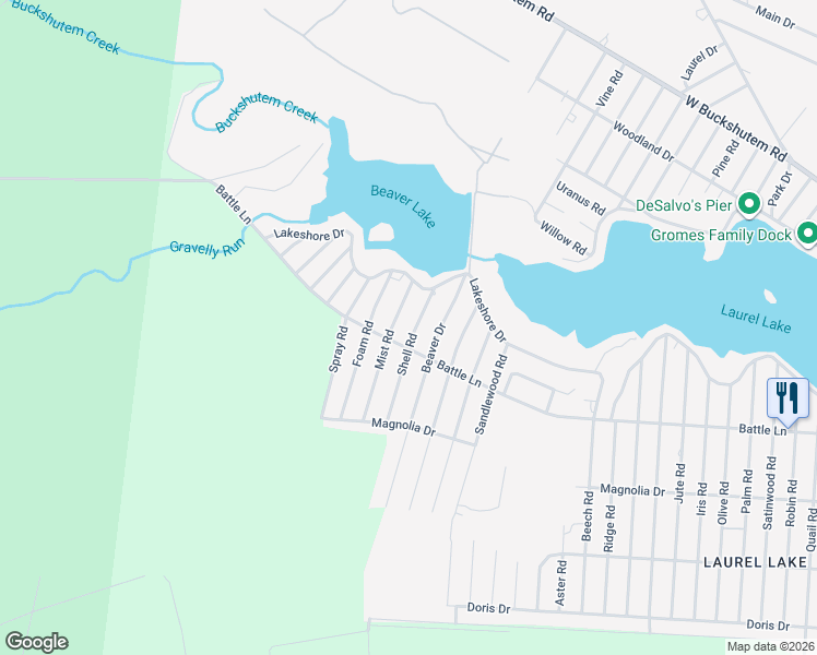map of restaurants, bars, coffee shops, grocery stores, and more near 149 Shell Road in Millville