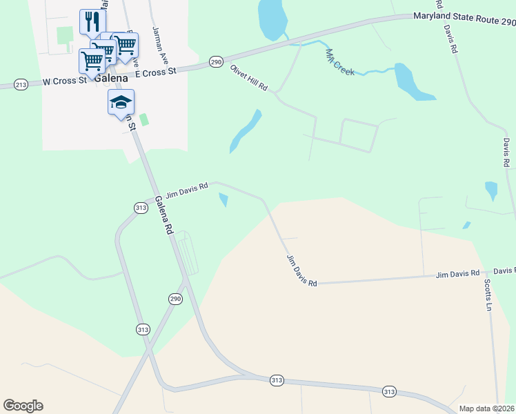 map of restaurants, bars, coffee shops, grocery stores, and more near 31569 Jim Davis Road in Galena