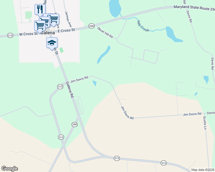 map of restaurants, bars, coffee shops, grocery stores, and more near 31569 Jim Davis Road in Galena