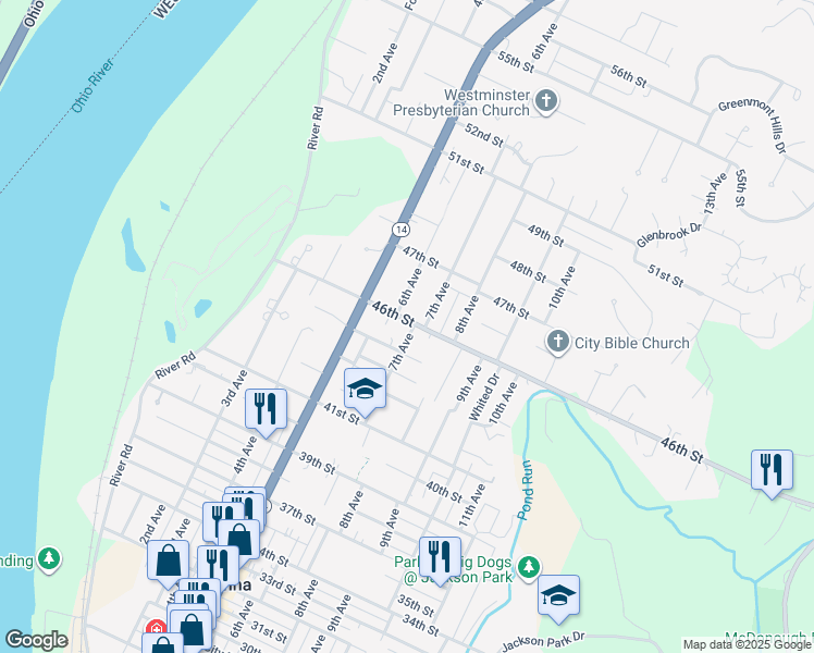 map of restaurants, bars, coffee shops, grocery stores, and more near 4505 7th Avenue in Vienna