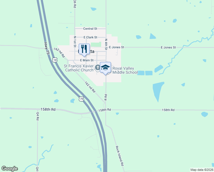 map of restaurants, bars, coffee shops, grocery stores, and more near 16001-16069 R Road in Mayetta