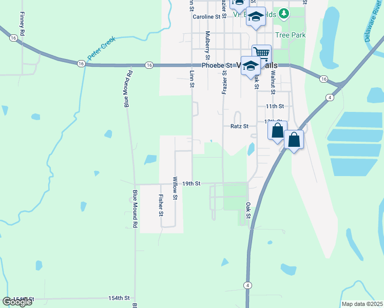 map of restaurants, bars, coffee shops, grocery stores, and more near 1600 Linn Street in Valley Falls