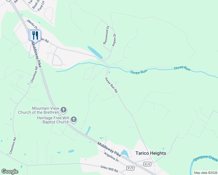 map of restaurants, bars, coffee shops, grocery stores, and more near 750 County Route 51/9 in Bunker Hill