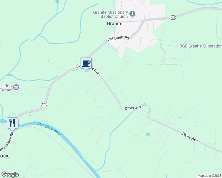 map of restaurants, bars, coffee shops, grocery stores, and more near 10722 Davis Avenue in Woodstock