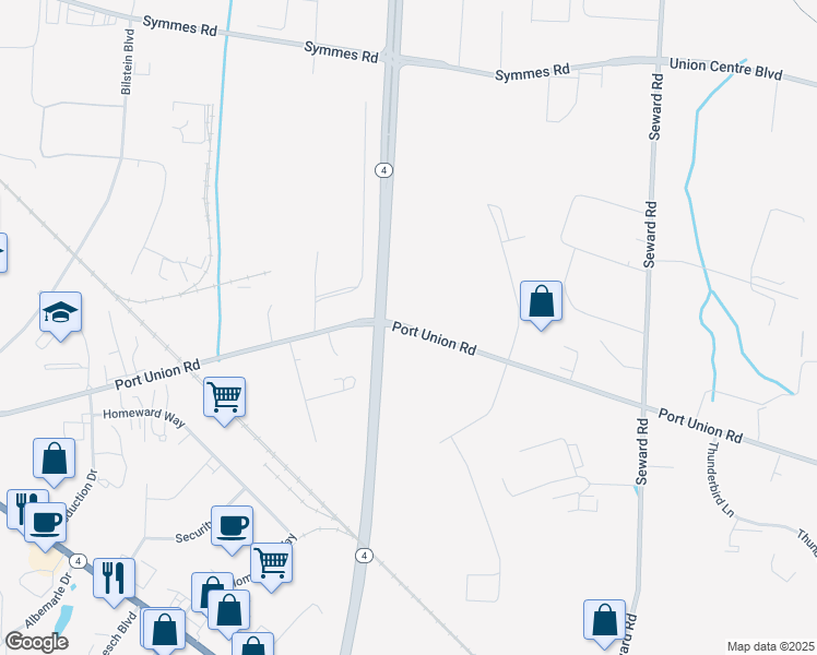 map of restaurants, bars, coffee shops, grocery stores, and more near 3618 Port Union Road in Fairfield