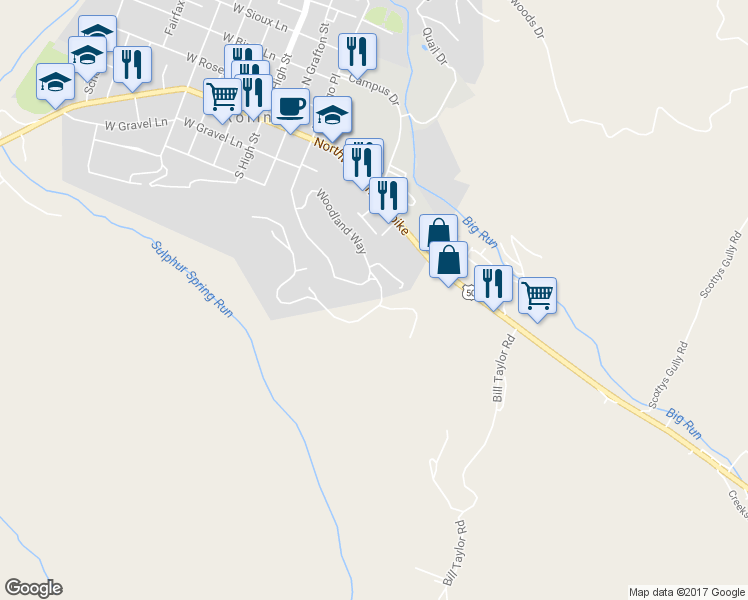 map of restaurants, bars, coffee shops, grocery stores, and more near 18 Cornwell Drive in Romney