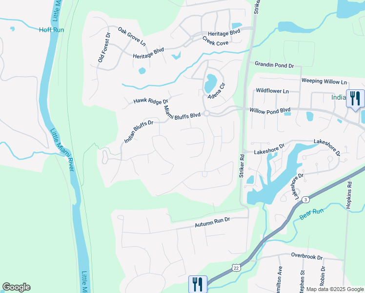 map of restaurants, bars, coffee shops, grocery stores, and more near 6850 Gray Wolf Drive in Maineville