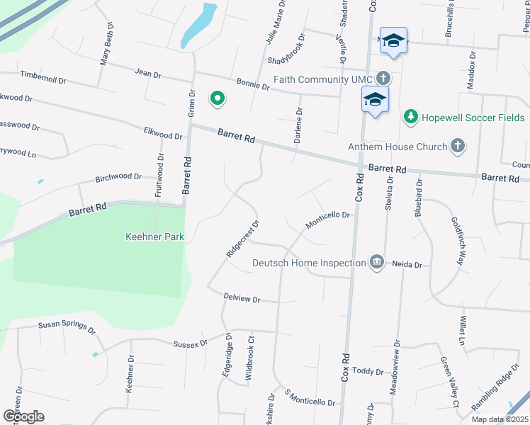 map of restaurants, bars, coffee shops, grocery stores, and more near 8534 Ridgecrest Drive in Butler County