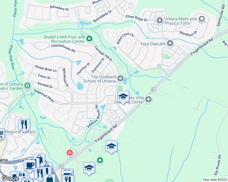 map of restaurants, bars, coffee shops, grocery stores, and more near 3800 Carriage Hill Drive in Frederick