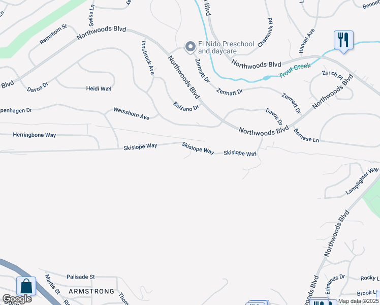 map of restaurants, bars, coffee shops, grocery stores, and more near 11094 Ski Slope Way in Truckee
