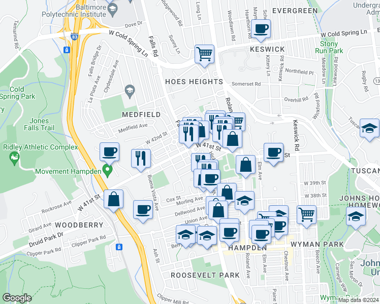 map of restaurants, bars, coffee shops, grocery stores, and more near 101 Independence Avenue Southeast in Washington