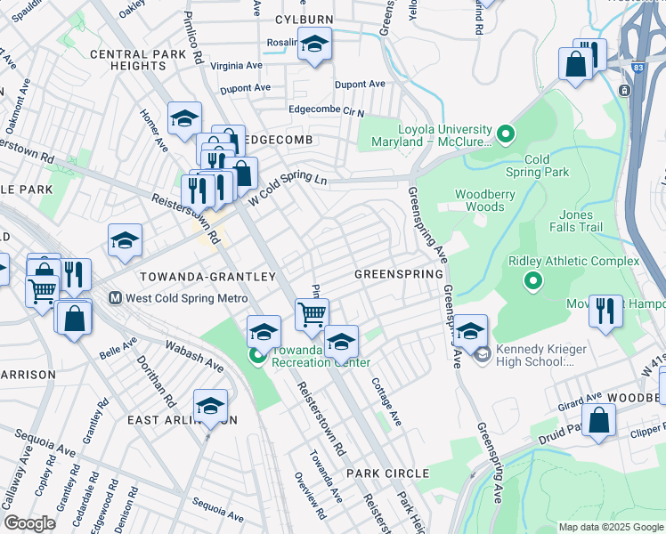 map of restaurants, bars, coffee shops, grocery stores, and more near 2623 Quantico Avenue in Baltimore