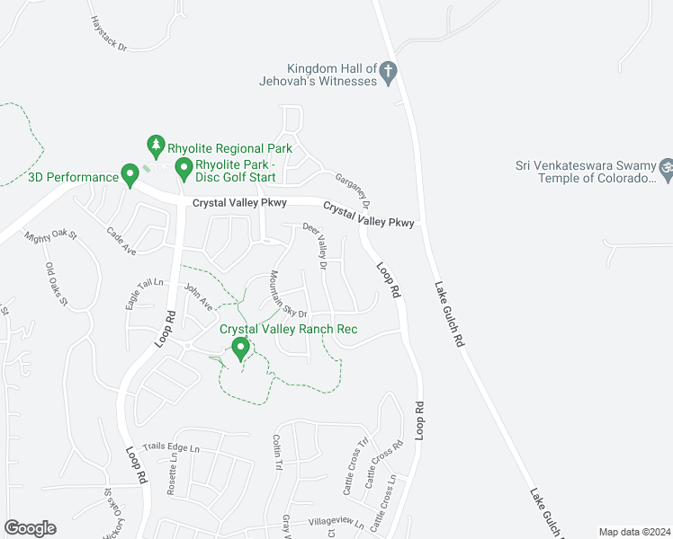 map of restaurants, bars, coffee shops, grocery stores, and more near 3835 Aspen Hollow Court in Castle Rock